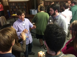 Debate among students over Aeneas' leadership qualities spills over into the break.